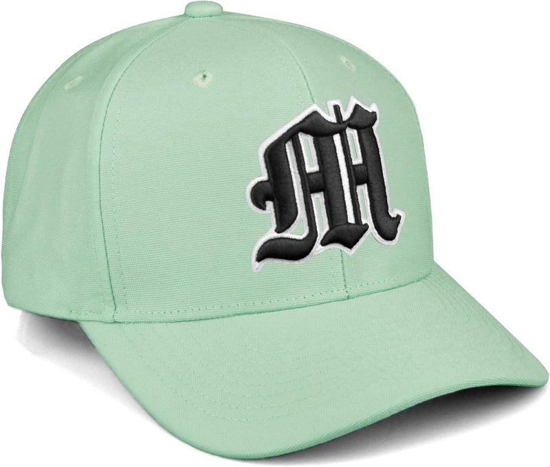 Daxton Store Premium Mid Profile Hat Semi Curved Visor Cap White Black Gothic Embroidered A to Z Letter Number Initial - Image 1